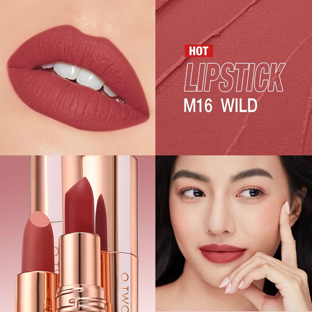 O.TWO.O Waterproof Long Wear Matte Lipstick With Color Lock Tech For All Day Vibrant Color And Silk Soft Matte Finish