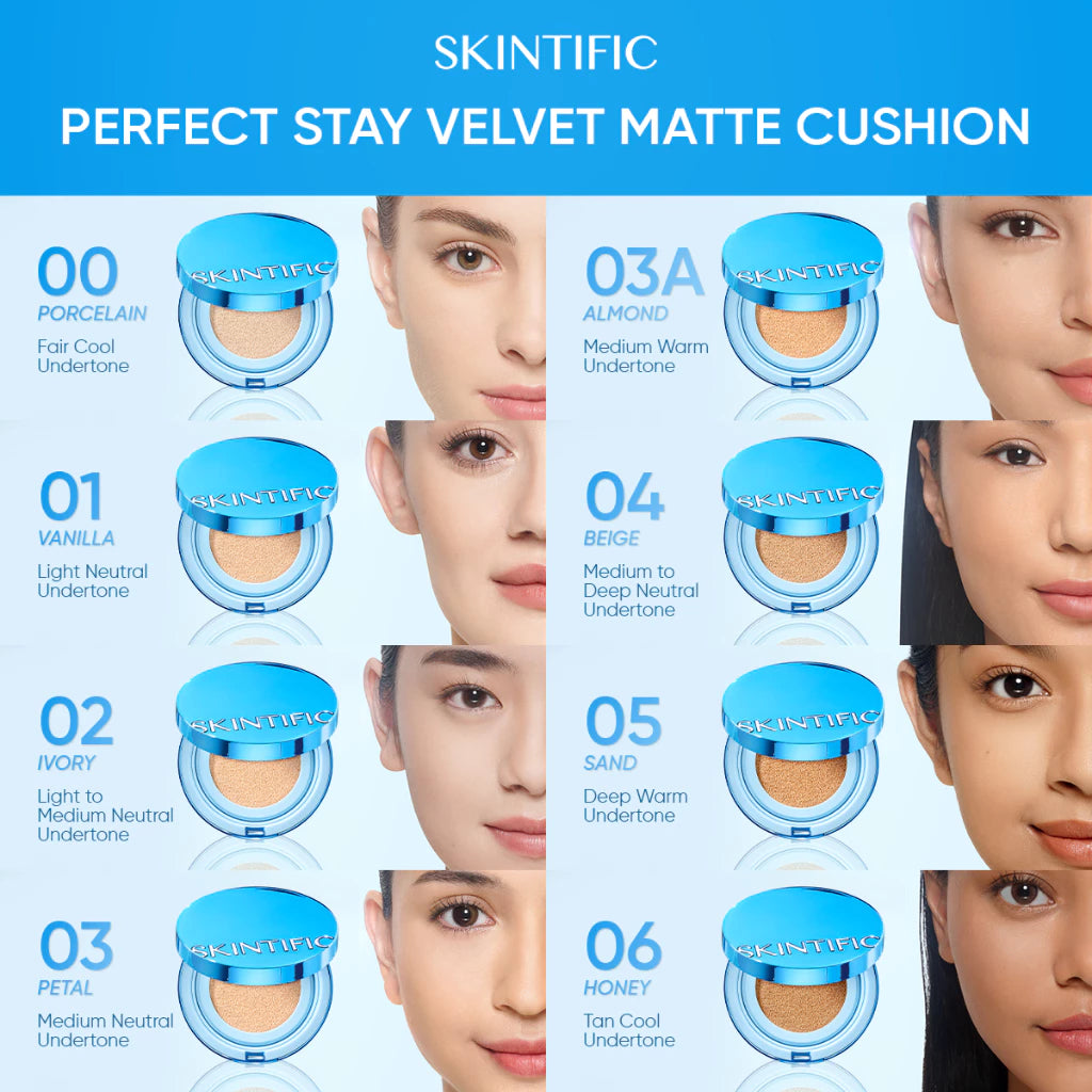Skintific Cover All Perfect Matte Cushion Foundation High Coverage Oil Control 24 Hour Matte Finish